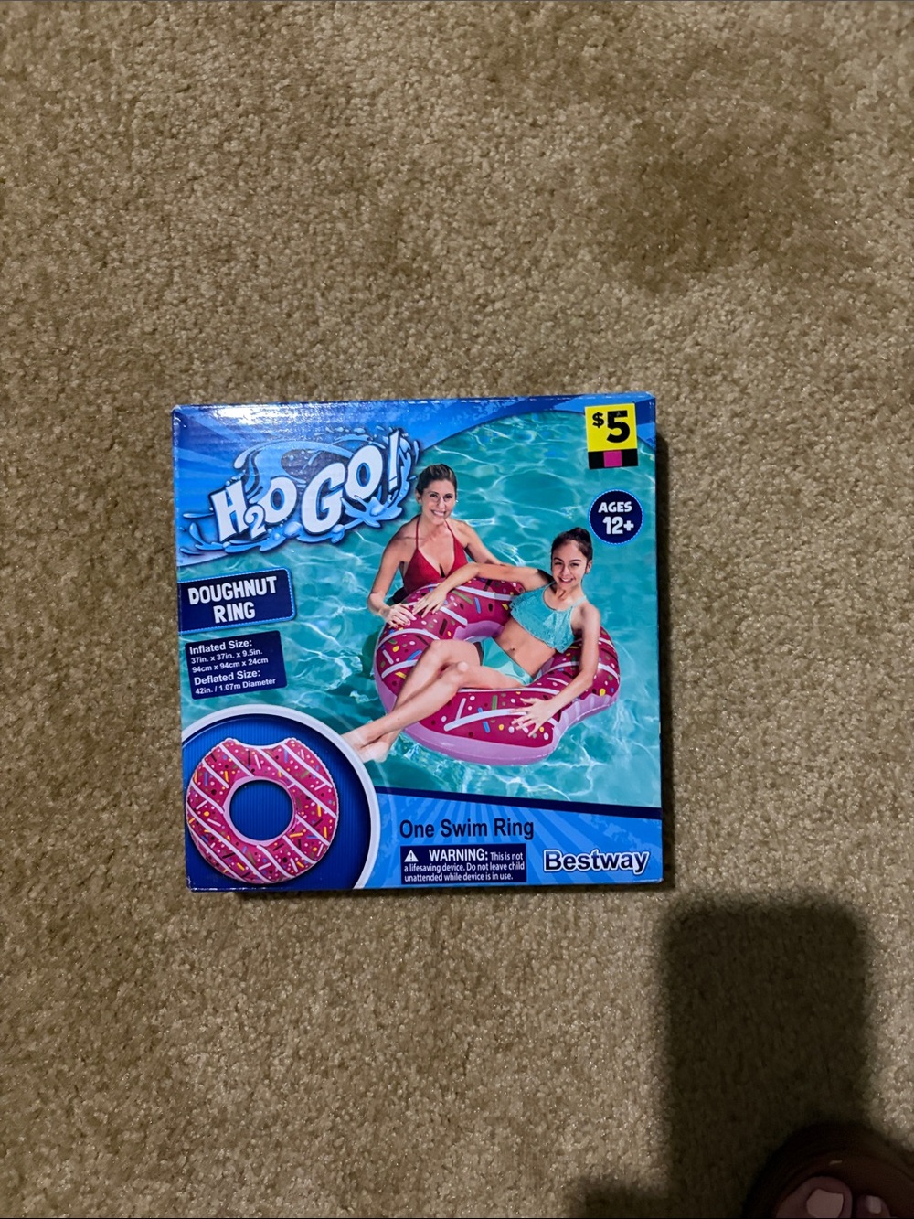 Kids Pink Doughnut Swim Ring - Fun Sprinkle Pool Float